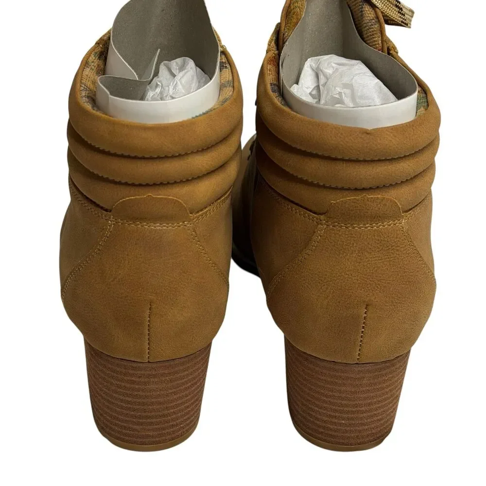 BOC Alder Nubuck Leather Booties Boots Heeled Womens Tan 11 NIB
